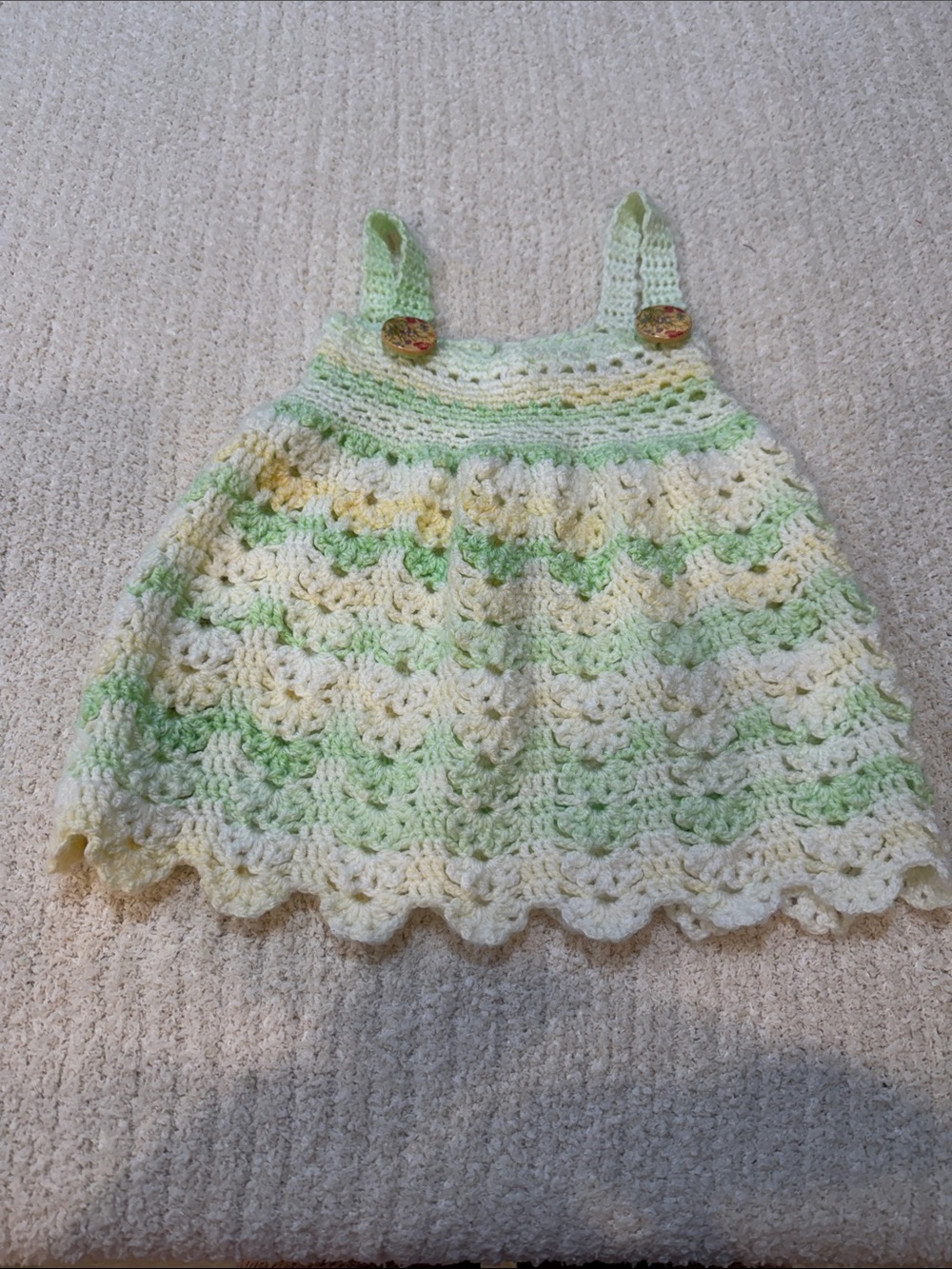 Handmade Pastel Green & Yellow Crochet Baby Dress